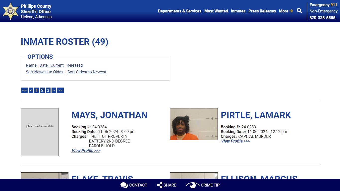 Inmate Roster - Current Inmates Booking Date Descending - Phillips ...