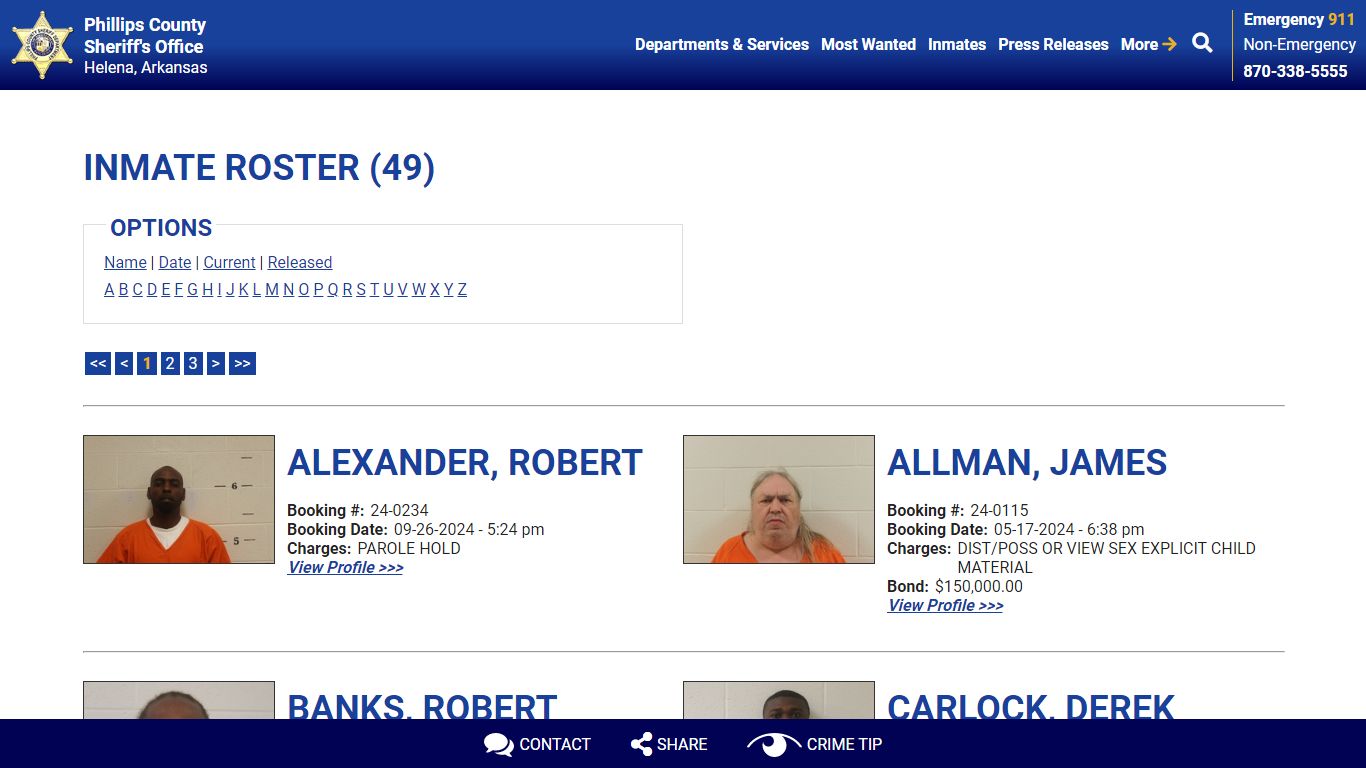 Inmate Roster - Current Inmates - Phillips County Sheriff's Office