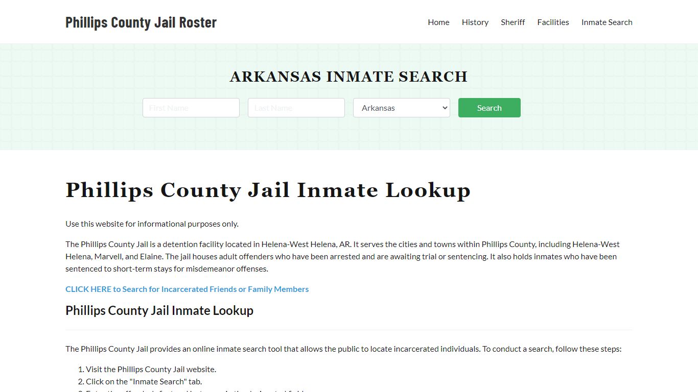 Phillips County Jail Roster Lookup, AR, Inmate Search